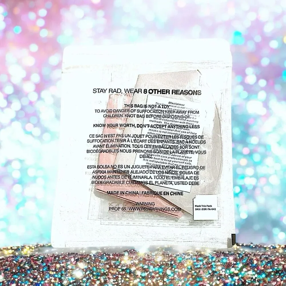8 OTHER REASONS Face Mask Trio in Grey, Lilac, Mauve NIP MSRP $21.95